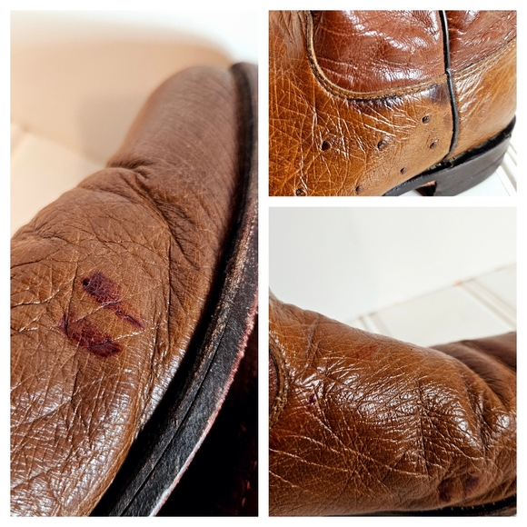 Justin Boots Womens  7 Brown Stinson 10" Smooth Ostrich Roper Western Cowboy - Picture 15 of 16